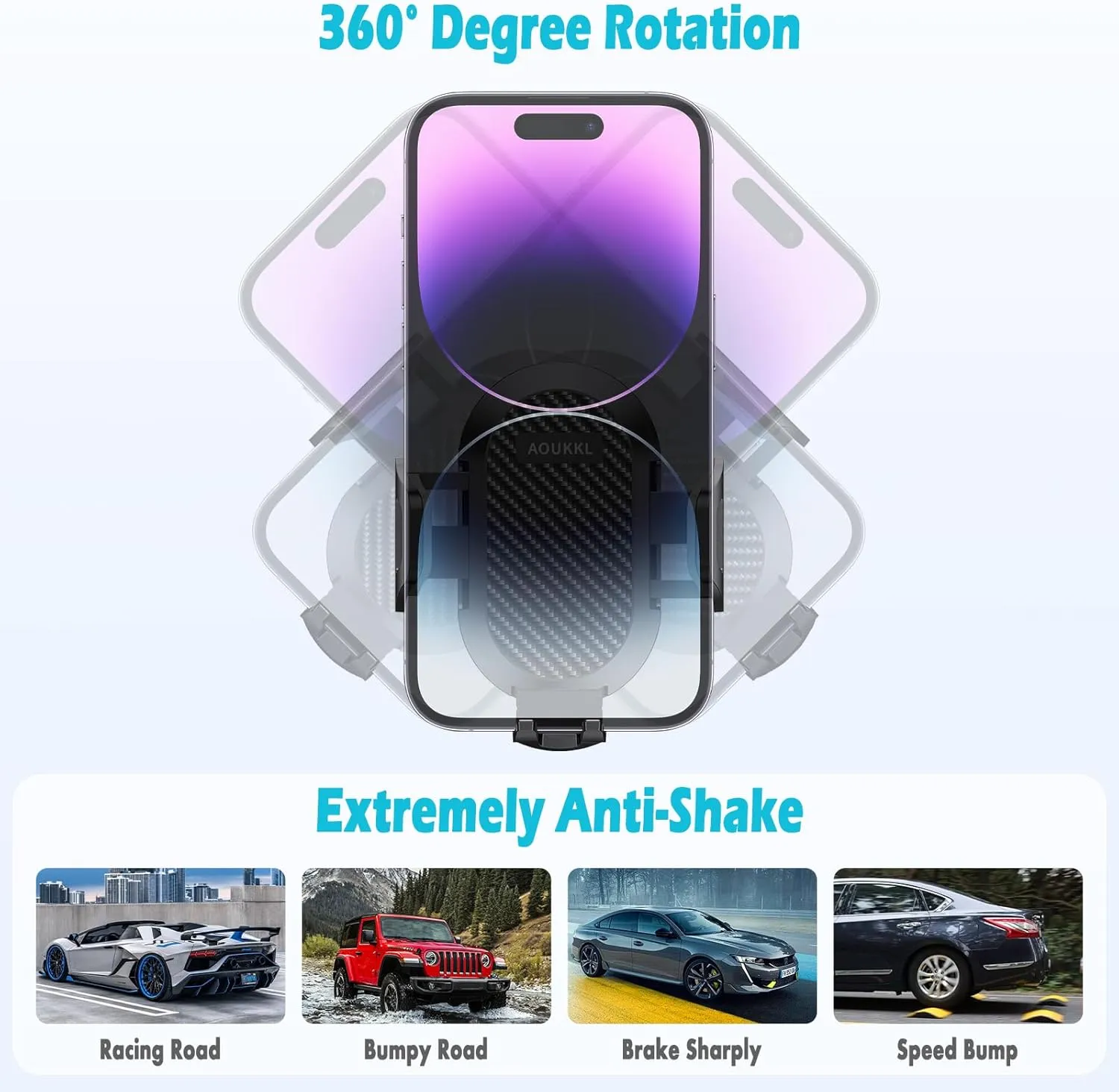 Car Phone Holder Fits for Dodge RAM 1500 2500 3500 (5 and 8.4 inch Screen) 2019-2024 Accessories,Thick Cases Friendly,Cell Phone Mount for 4.7-7 in Phones,360 Degree Rotation,Easy to Install