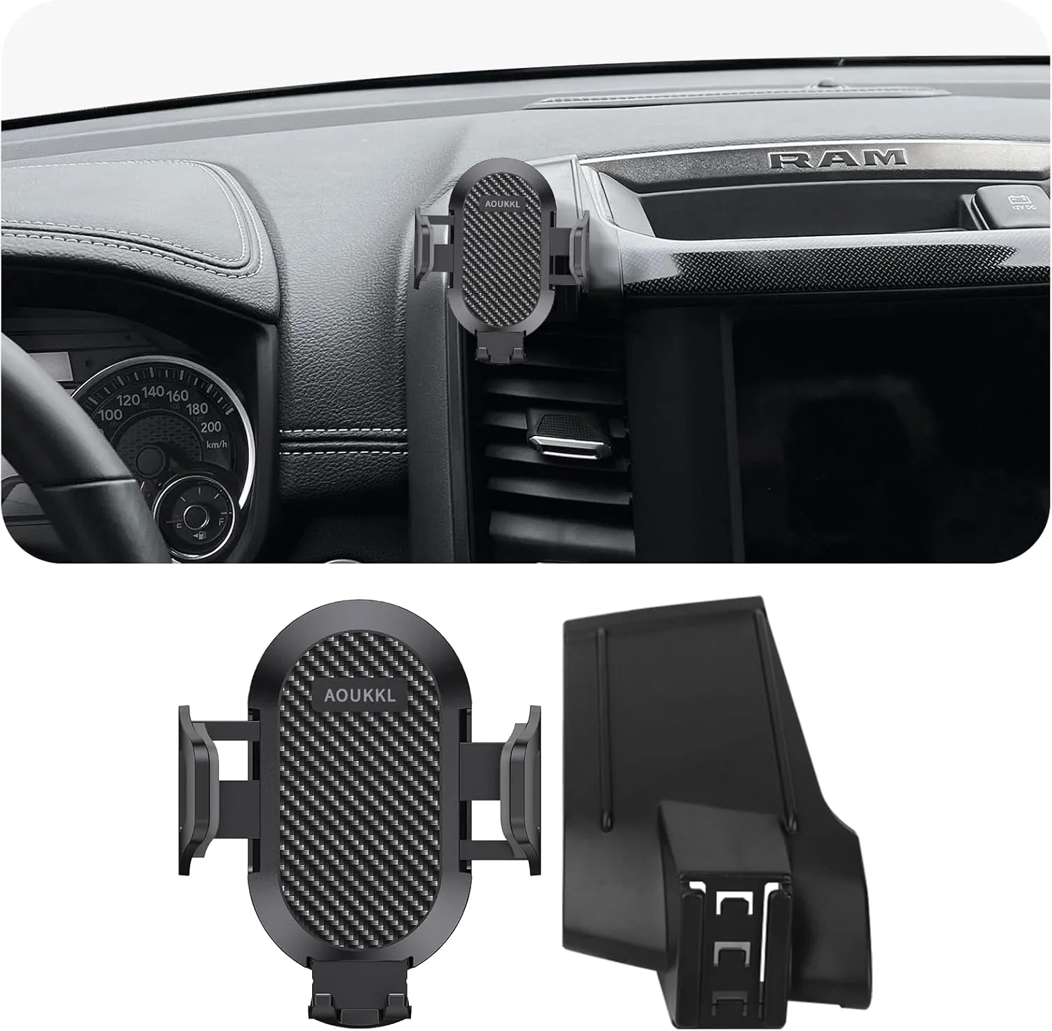 Car Phone Holder Fits for Dodge RAM 1500 2500 3500 (5 and 8.4 inch Screen) 2019-2024 Accessories,Thick Cases Friendly,Cell Phone Mount for 4.7-7 in Phones,360 Degree Rotation,Easy to Install