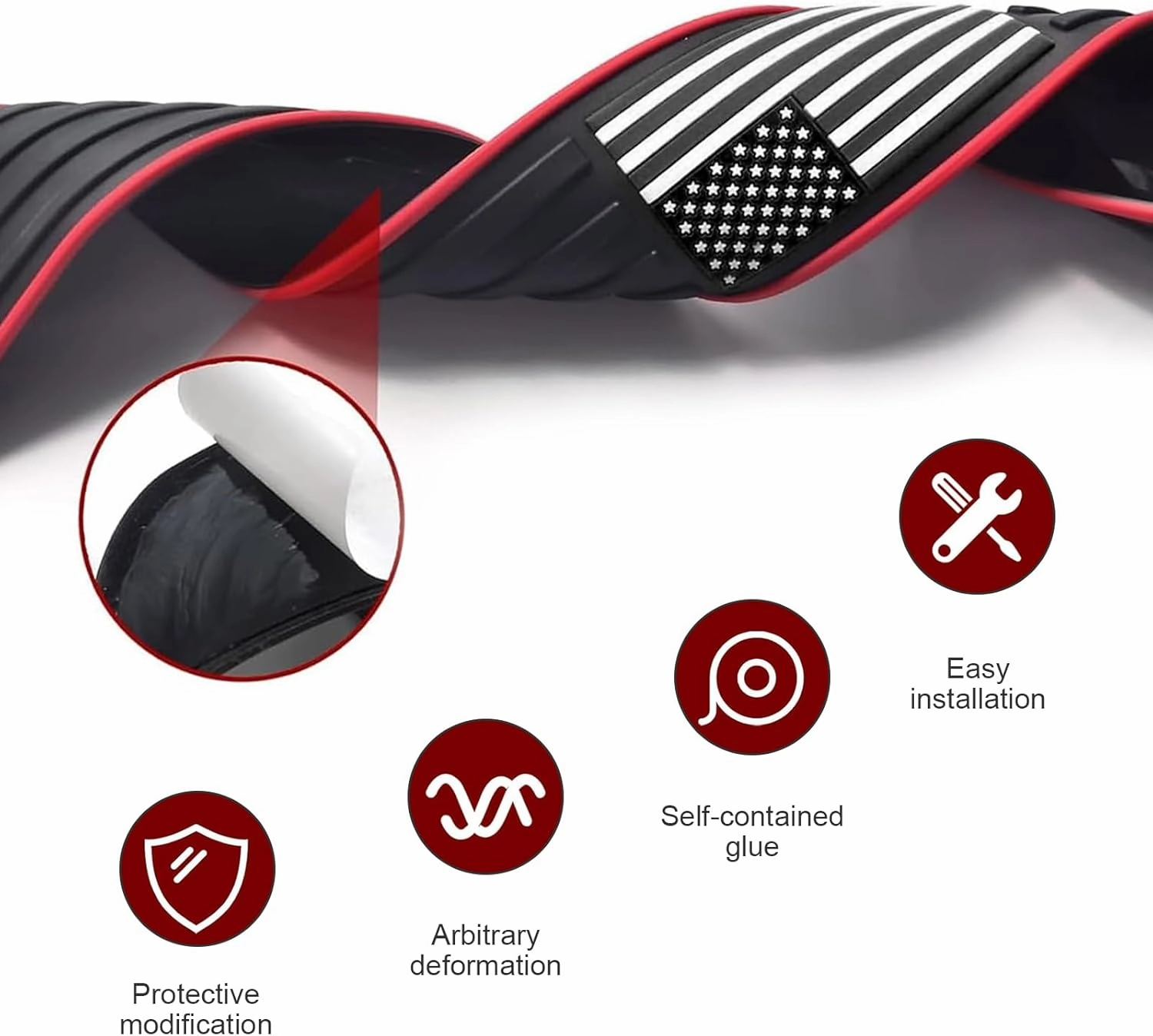 Car Rear Bumper Protector, American Flag Decorative Anti-Scratch Strip, 35.4" x 2.7" Stripe Design Self-Adhesive Trunk Entry Guard, Universal for Most Cars Exterior Accessories (Black)