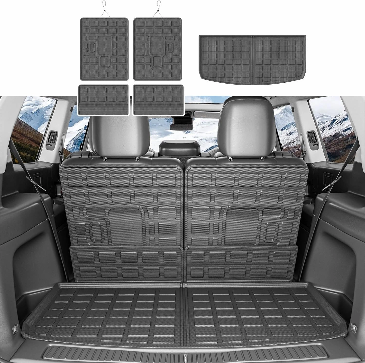 Cargo Mat Compatible with 2021-2025 Jeep Grand Cherokee L&Overland Backrest Mat TPE Material Trunk Mat Replacement for 2021-2025 Jeep Grand Cherokee L Accessories (Cargo Mat Backrest Mat)