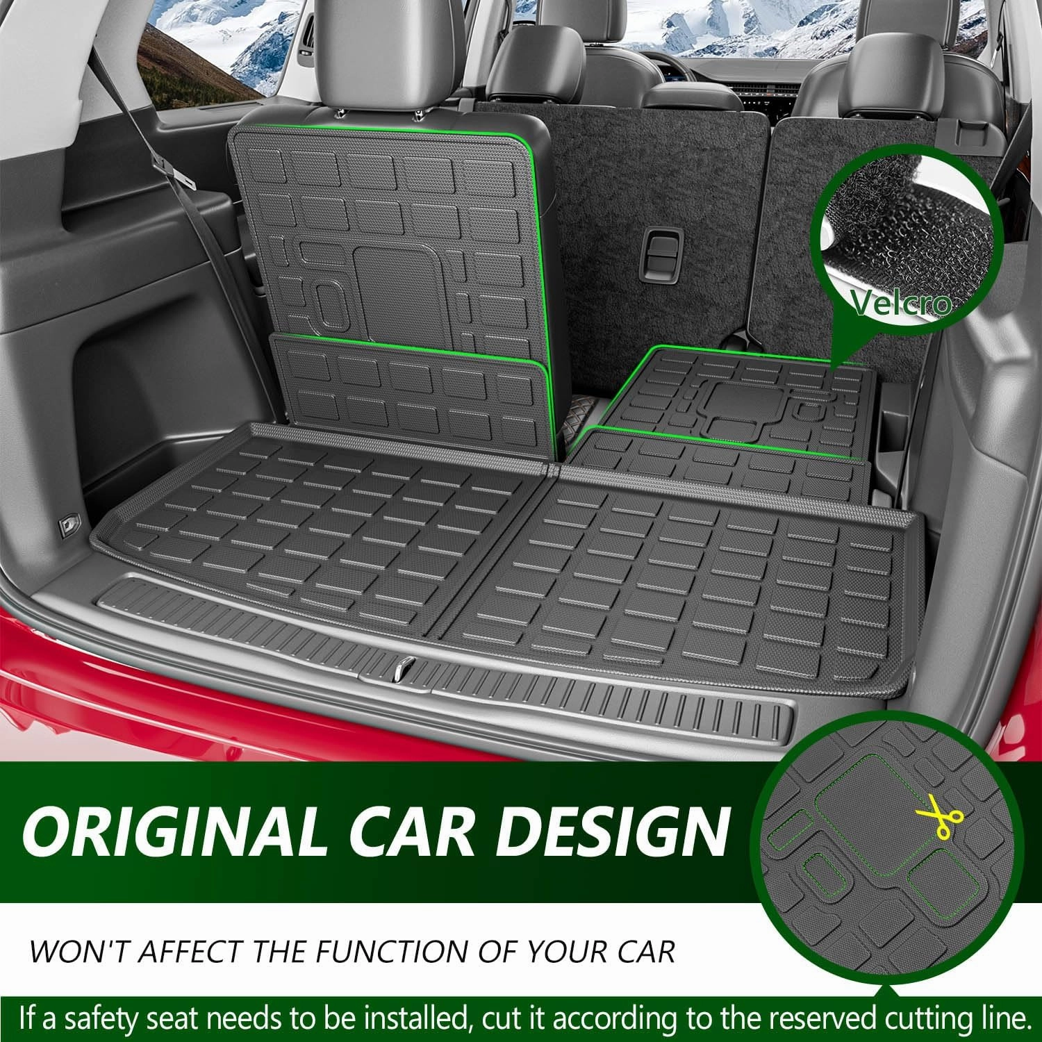 Cargo Mat Compatible with 2021-2025 Jeep Grand Cherokee L&Overland Backrest Mat TPE Material Trunk Mat Replacement for 2021-2025 Jeep Grand Cherokee L Accessories (Cargo Mat Backrest Mat)