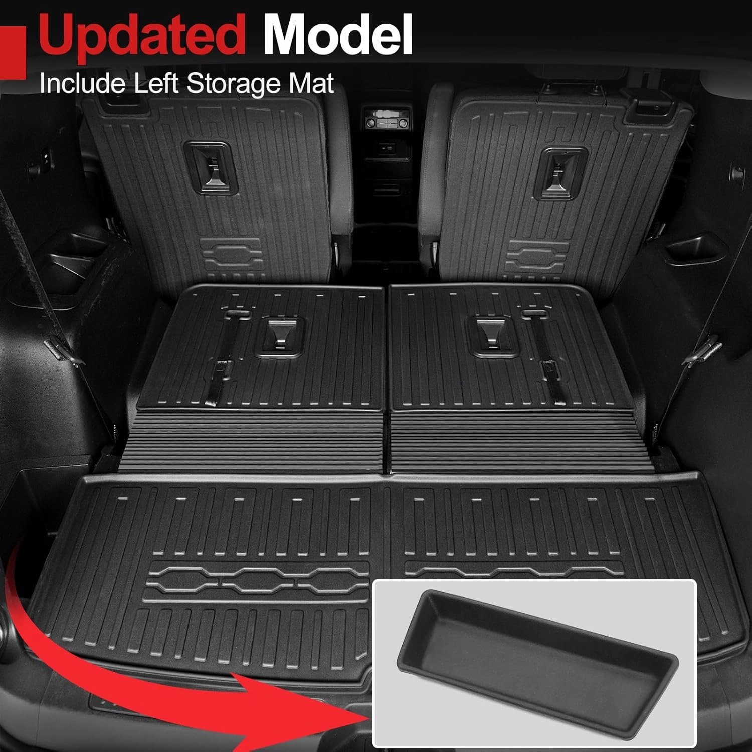 Cargo Mat with Backrest Mat for 2017-2023 GMC Acadia-All Weather Black TPE Cargo Liner for GMC Acadia Denali Accessories 2023 2022 2021