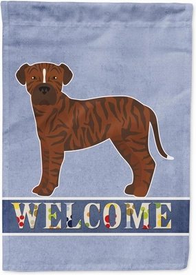 Caroline's Treasures CK3715GF Bullboxer Welcome Garden Flag Mailbox Flag Decorative Yard Flag Banner Outside Patio Artwork Yard Flower Beds, Garden Size, Multicolor