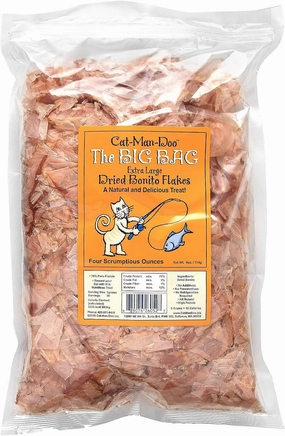 Cat-Man-Doo Extra Large Dried Bonito Flakes Treats for Dogs & Cats - All Natural High Protein Flakes - 4oz. / 112g Bag