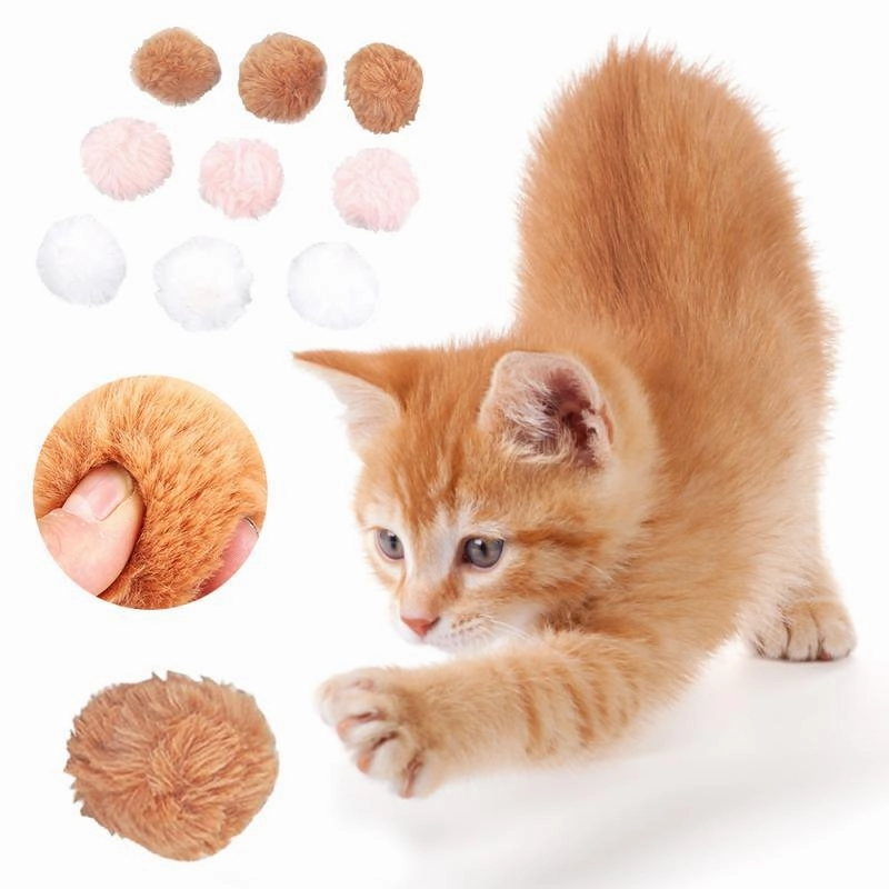 Cat Toys Cute Funny Stretch Plush Ball Cat Training Educational Toy Color Grinding Claw Filled Cotton Rabbit Fur Ball Cat Toys Soft Plush Scratching Balls Interactive Toys for Indoor Cats Kitten