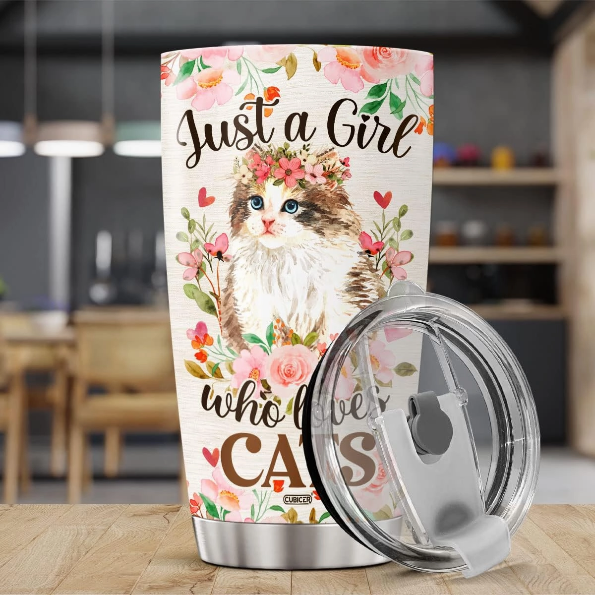Cats 20 Oz Tumbler With Lid For Pet Lovers Women Girls Teens Kids Cute Animal Stainless Steel Cups Insulated Coffee Mugs Travel Drinking Glass On Birthday Holiday Party