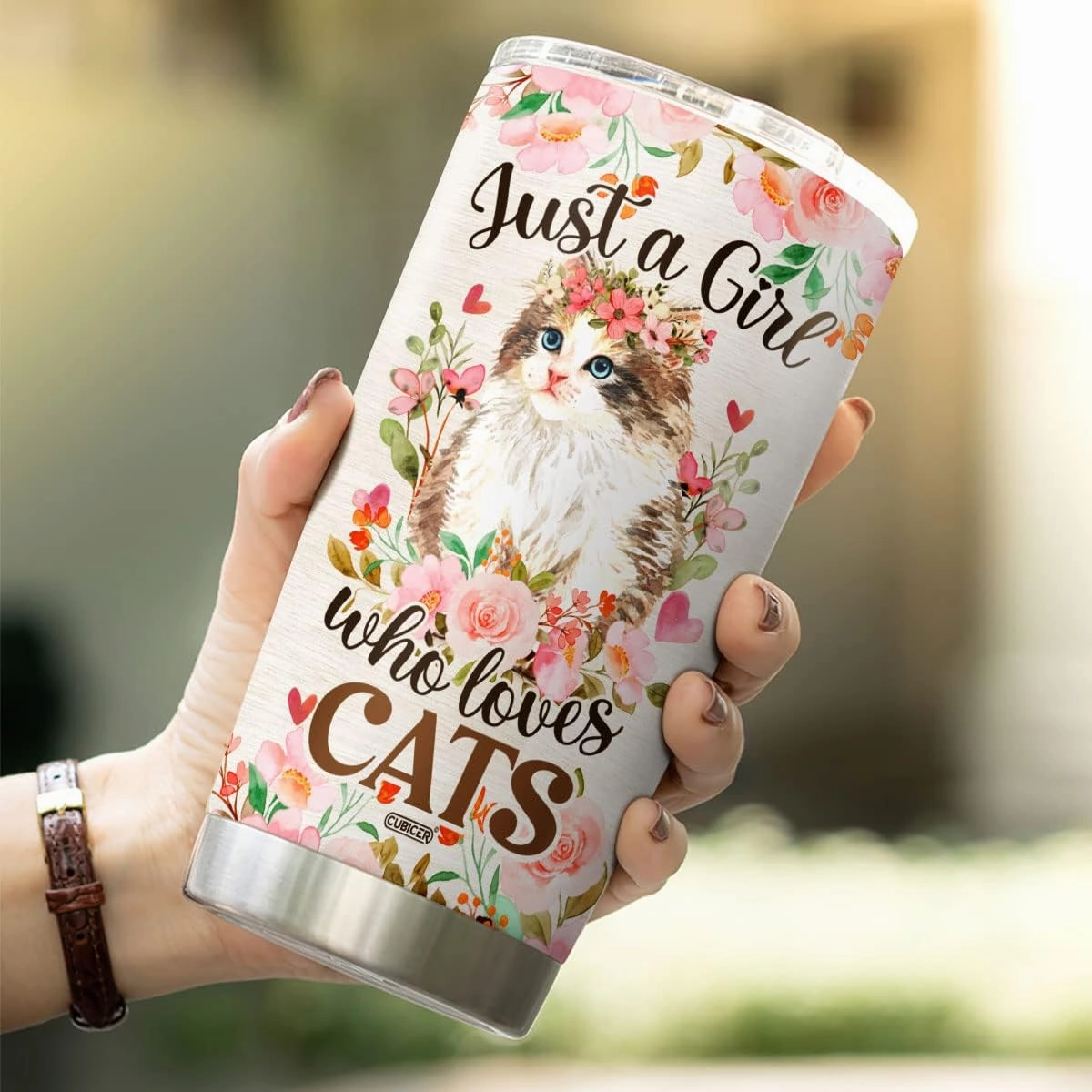 Cats 20 Oz Tumbler With Lid For Pet Lovers Women Girls Teens Kids Cute Animal Stainless Steel Cups Insulated Coffee Mugs Travel Drinking Glass On Birthday Holiday Party