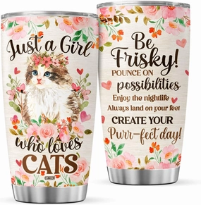 Cats 20 Oz Tumbler With Lid For Pet Lovers Women Girls Teens Kids Cute Animal Stainless Steel Cups Insulated Coffee Mugs Travel Drinking Glass On Birthday Holiday Party