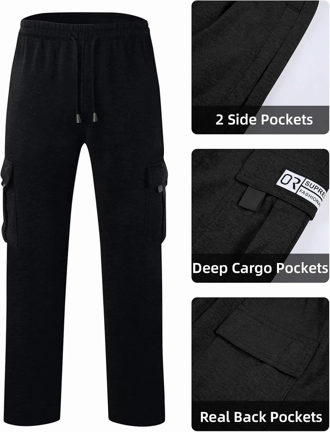 CEHT Men's Cargo Sweatpants Joggers Casual Pants with Pockets for Hiking Athletic Workout
