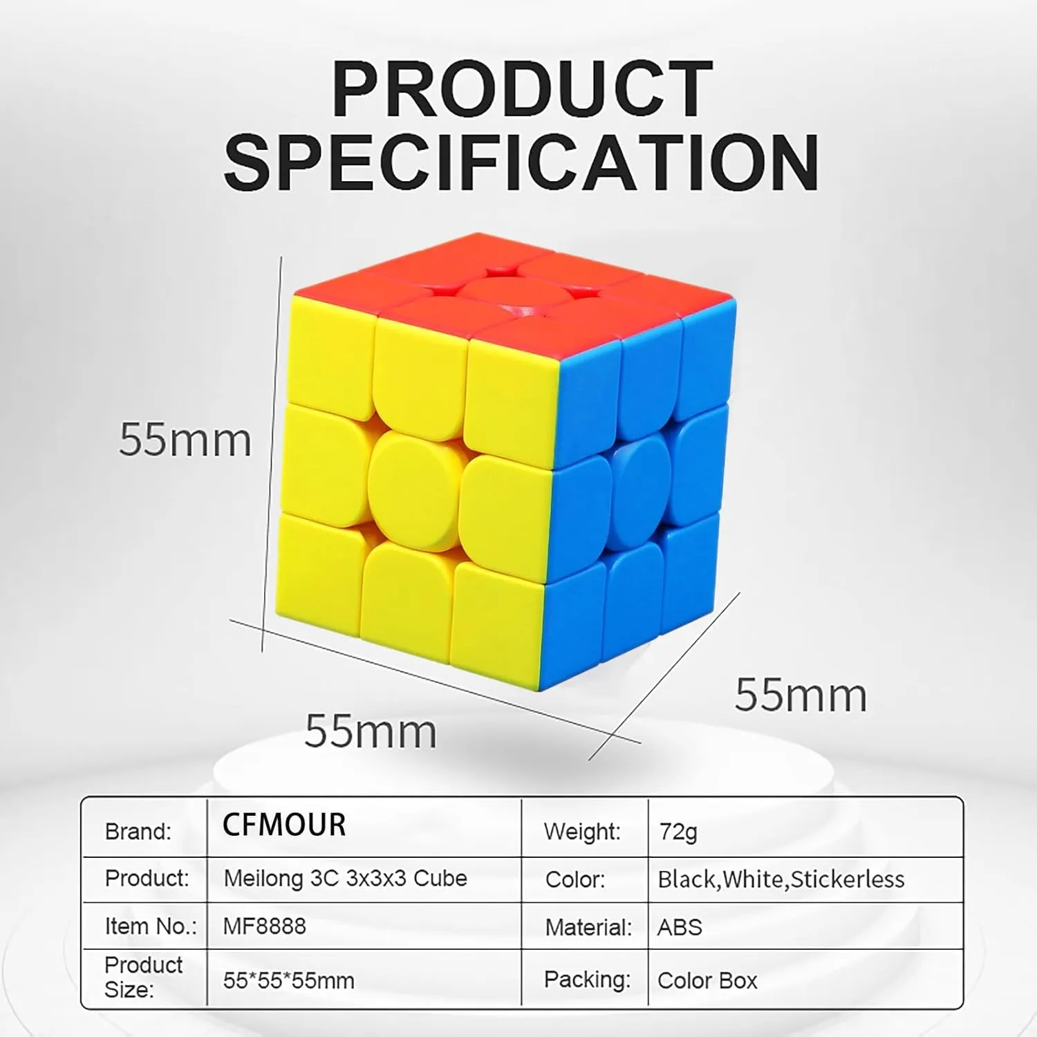 CFMOUR 6 Pack 3x3 Speed Cube Set - Moyu Meilong 3C, Stickerless Magic Cubes Bundle 3x3x3- Fast Turning Birthday Party Easter Valentines Day Gifts Puzzle Game Brain Toy for Kids and Adult