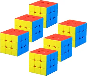 CFMOUR 6 Pack 3x3 Speed Cube Set - Moyu Meilong 3C, Stickerless Magic Cubes Bundle 3x3x3- Fast Turning Birthday Party Easter Valentines Day Gifts Puzzle Game Brain Toy for Kids and Adult