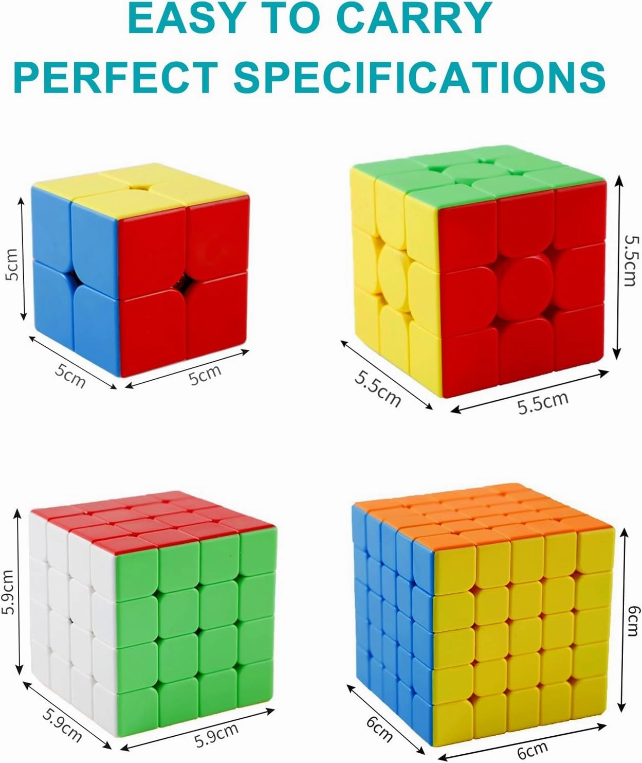 CFMOUR Speed Cube Set - Moyu Meilong 2x2 3x3 4x4 5x5 Cube Bundle | Stickerless Magic Cubes with Smooth Turning | Birthday Party Christmas Brain Teaser Puzzle Toys for Kids & Adults