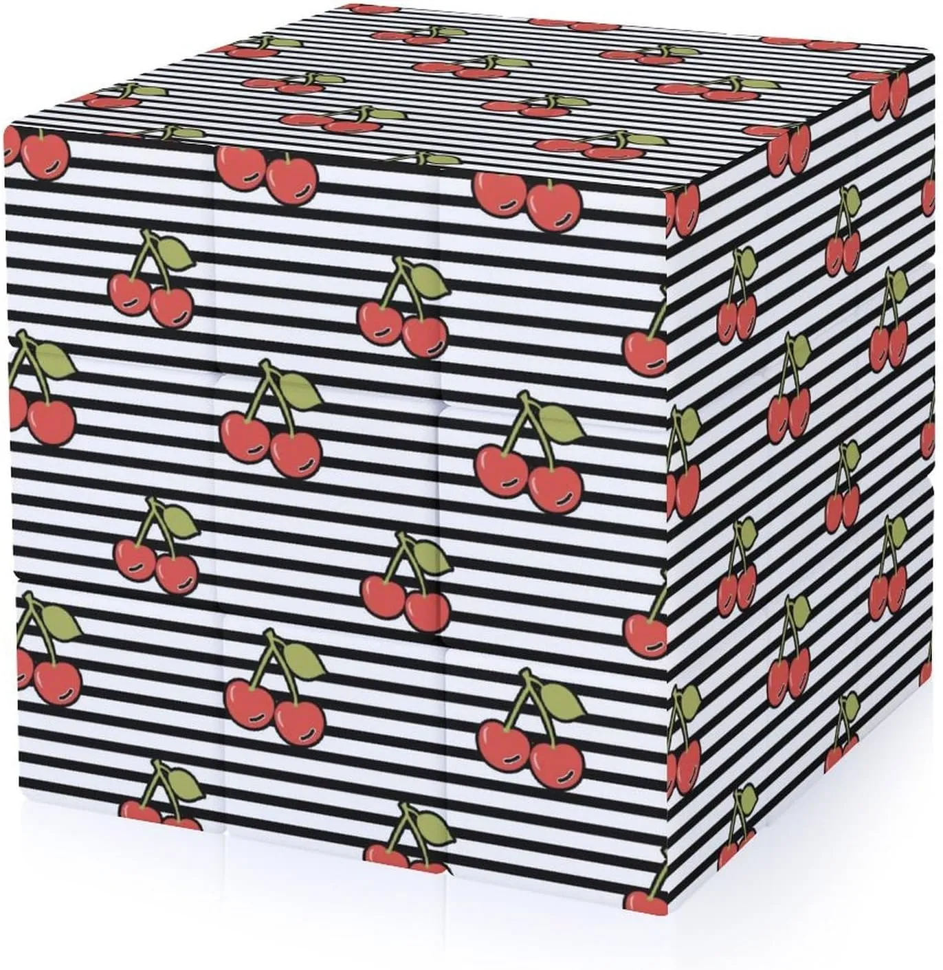 Cherry and Stripes Funny 3x3x3 Cube Smooth Lightweight Puzzle for Adult Graphic Printing Travel