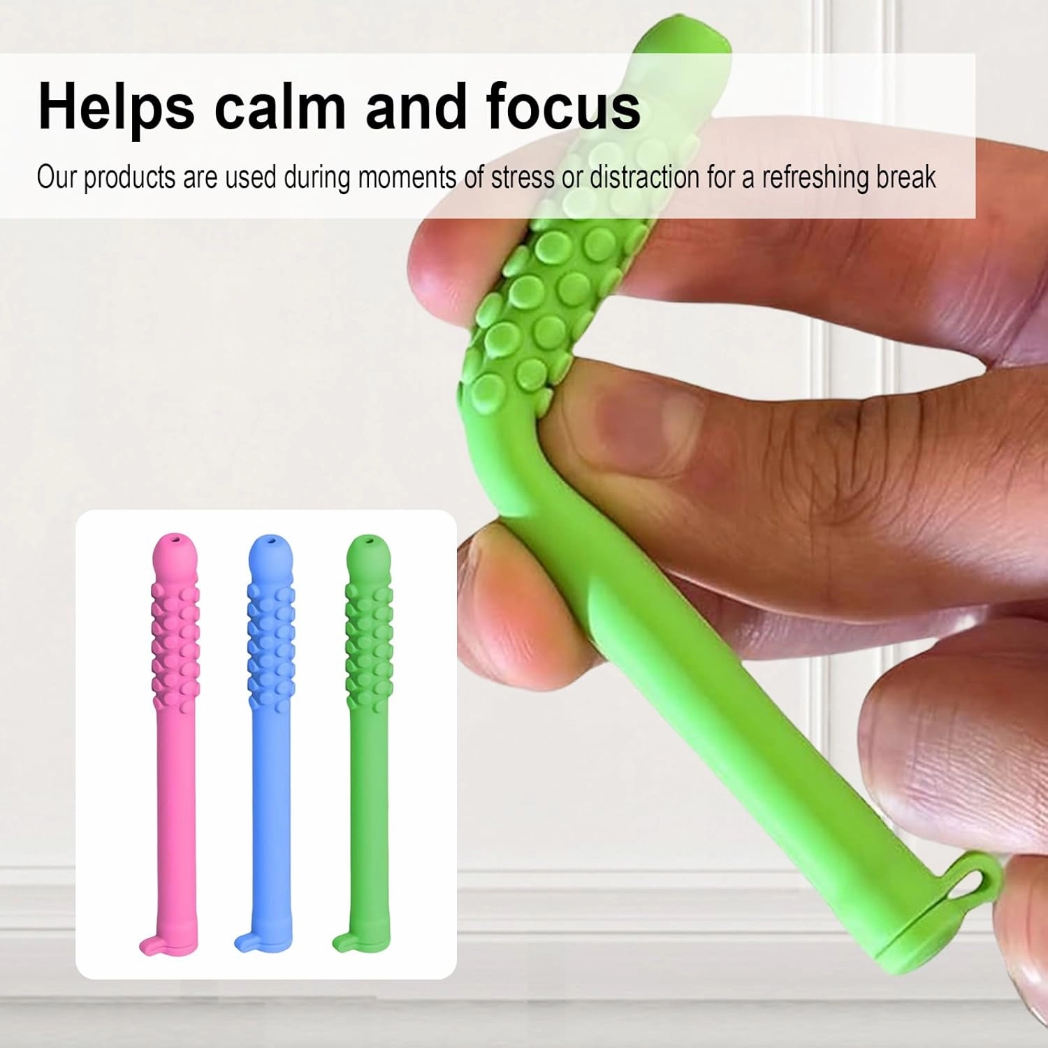 Chewable Breather Quit, Chewable Essential Oil Breath Stick with Essential Oil for Aromatherapy, Can Taken Anywhere Focus Clear Respiratory (Green*6)