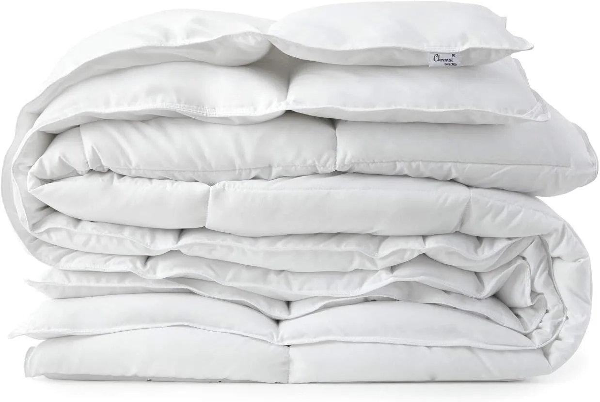Chezmoi Collection White Oversized King Comforter Duvet Insert - All Season, Heavyweight Quilted for Winter Warm Fluffy Bed With Corner Tabs