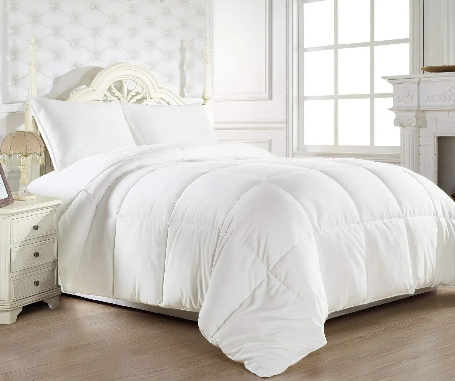 Chezmoi Collection White Oversized King Comforter Duvet Insert - All Season, Heavyweight Quilted for Winter Warm Fluffy Bed With Corner Tabs