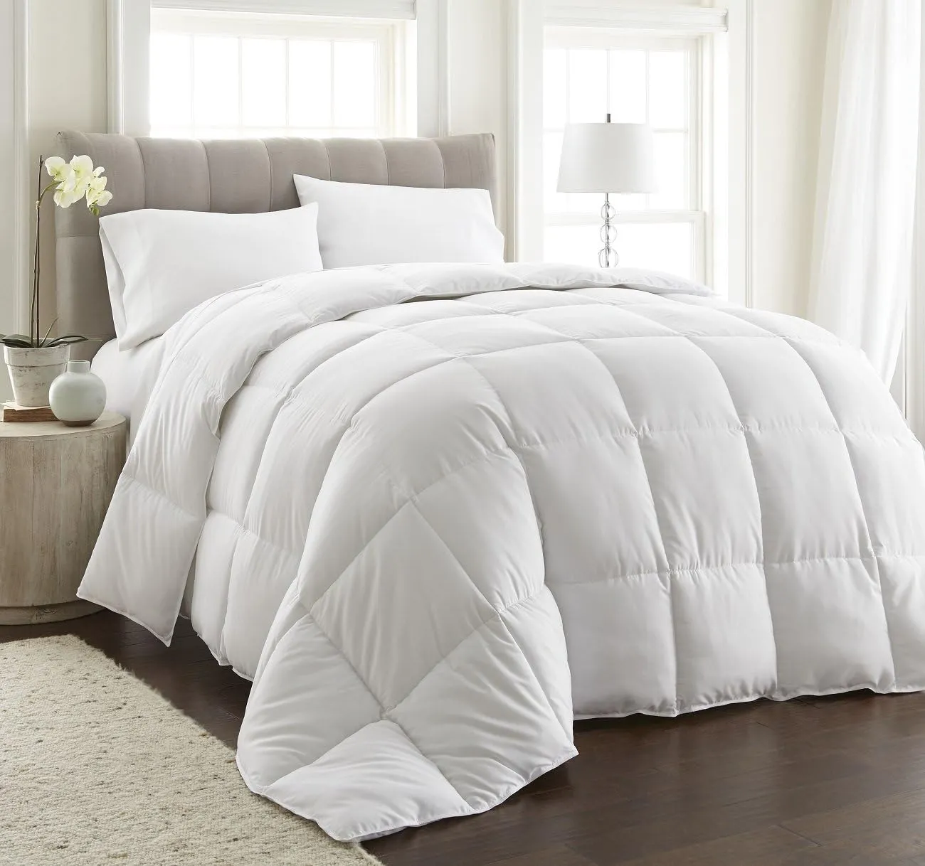 Chezmoi Collection White Oversized King Comforter Duvet Insert - All Season, Heavyweight Quilted for Winter Warm Fluffy Bed With Corner Tabs