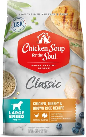 Chicken Soup For The Soul Classic Dry Large Breed Puppy Food, Chicken, Turkey & Brown Rice Recipe, 13.5 Pound Bag | Soy Free, Corn Free, Wheat Free, Dry Dog Food Made with Real Ingredients