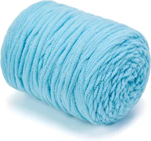 Chunky Chenille Yarn for Knitting/Crochet Baby Blanket Fancy Yarn for Amigurumi #6 Super Bulky Extra Thick Soft Fluffy Big Yarn Hat Scarf Christmas Decor Beginner Friendly,0.66lb,Blue