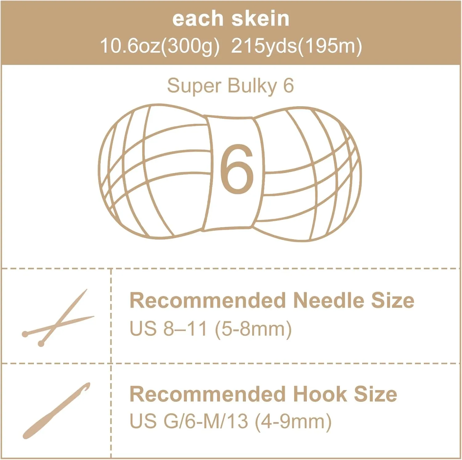 Chunky Chenille Yarn for Knitting/Crochet Baby Blanket Fancy Yarn for Amigurumi #6 Super Bulky Extra Thick Soft Fluffy Big Yarn Hat Scarf Christmas Decor Beginner Friendly,0.66lb,Camel