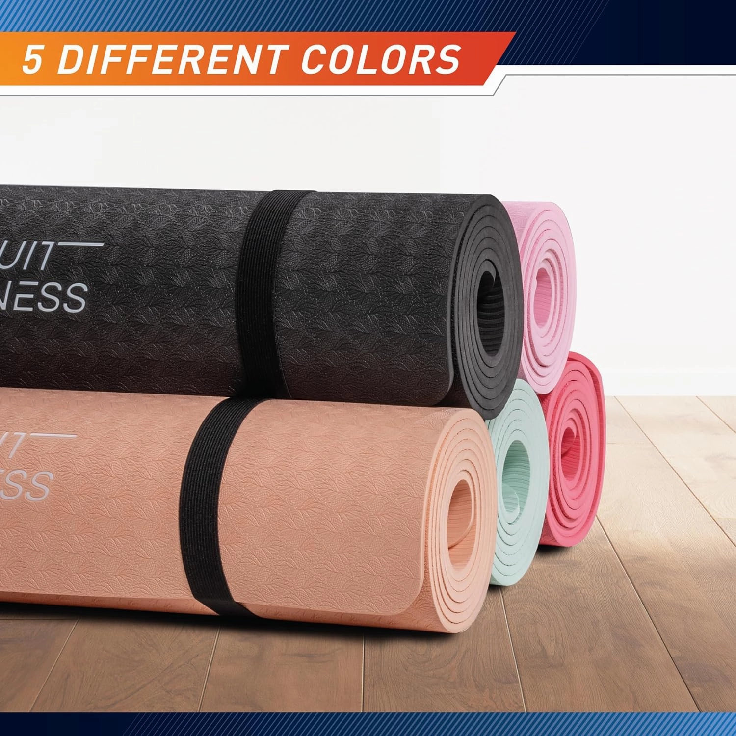 Circuit Fitness by Marcy Non-Slip Multi-Purpose Exercise Yoga Mats with Carrying Strap Multi-Thickness, Multi-Color Options