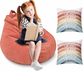 Classroom Reading Corner Bean Bag Cover and Pillow Covers Toddler Reading Nook for Kids Calming Corner Bedroom Playroom Decor Storage Bean Bag Chair Cover Pillow Case(No Filler)