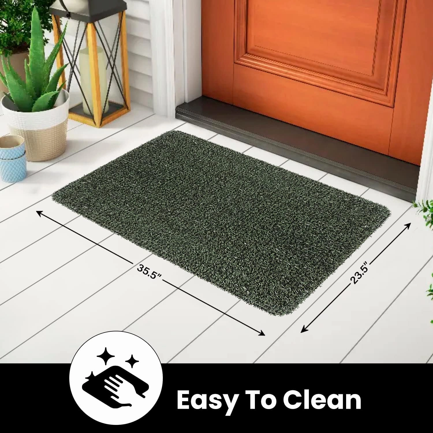 CLEAN MACHINE 10376912 Astroturf Dirt Trapper Doormat 23.5" x 35.5", Flair Evergreen