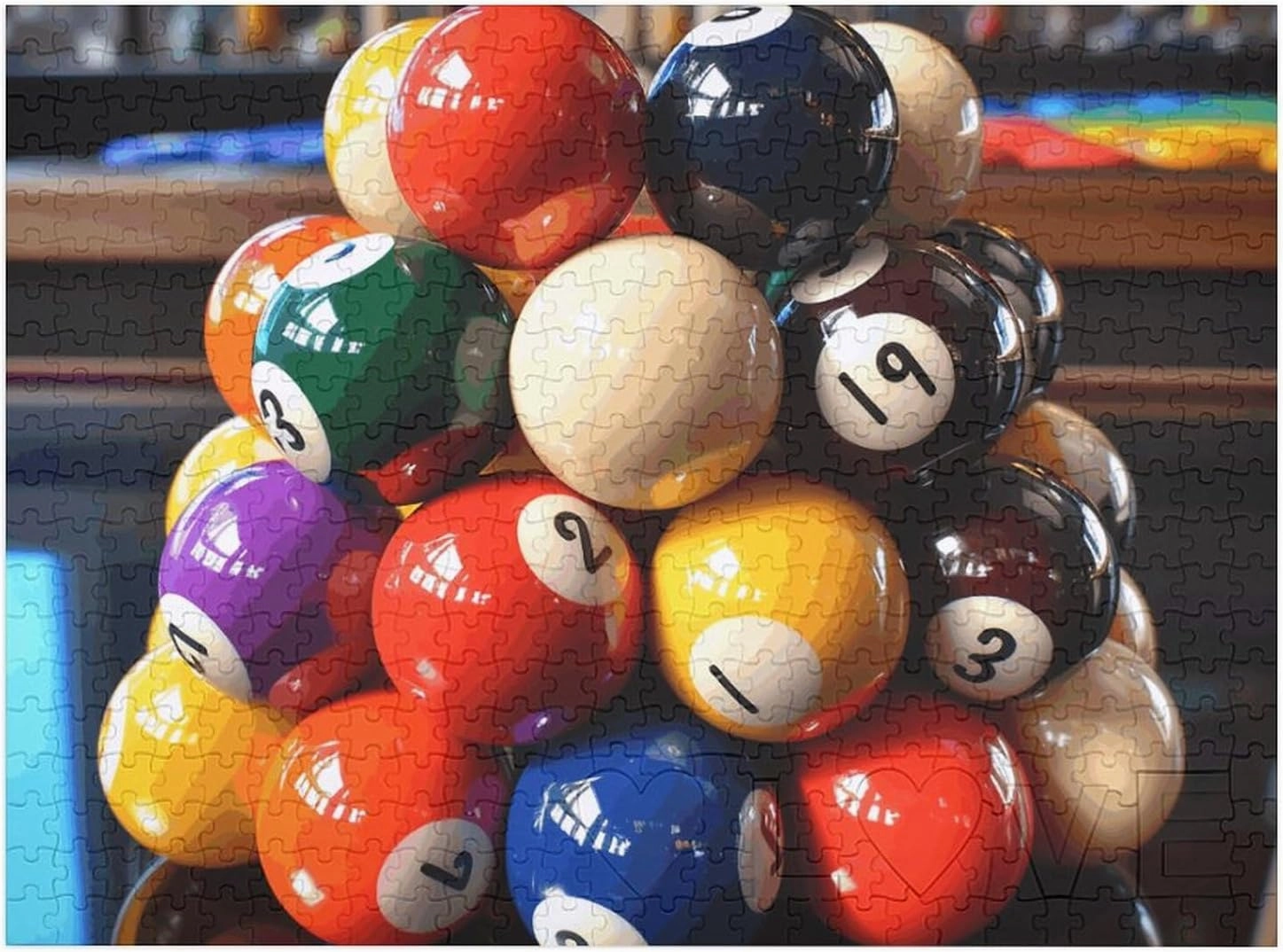 Color Billiards Puzzles 520 Pieces Personalized Jigsaw Puzzles Color Billiards Photo Puzzle Challenging Picture Puzzle for Adults Personaliz Jigsaw with Storage Bag (20.5" X 15")