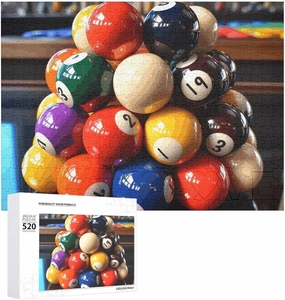 Color Billiards Puzzles 520 Pieces Personalized Jigsaw Puzzles Color Billiards Photo Puzzle Challenging Picture Puzzle for Adults Personaliz Jigsaw with Storage Bag (20.5" X 15")