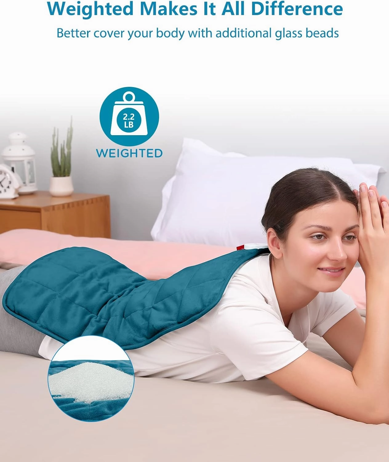 Comfytemp Weighted Heating Pad for Back & Cramps, Father's Day Gifts, Birthday Gifts for Mom Dad Women Men, 2.2lb Electric Neck Shoulder Heat Pad for Pain Relief, FSA HSA Eligible, 2H Auto-Off, 12x24