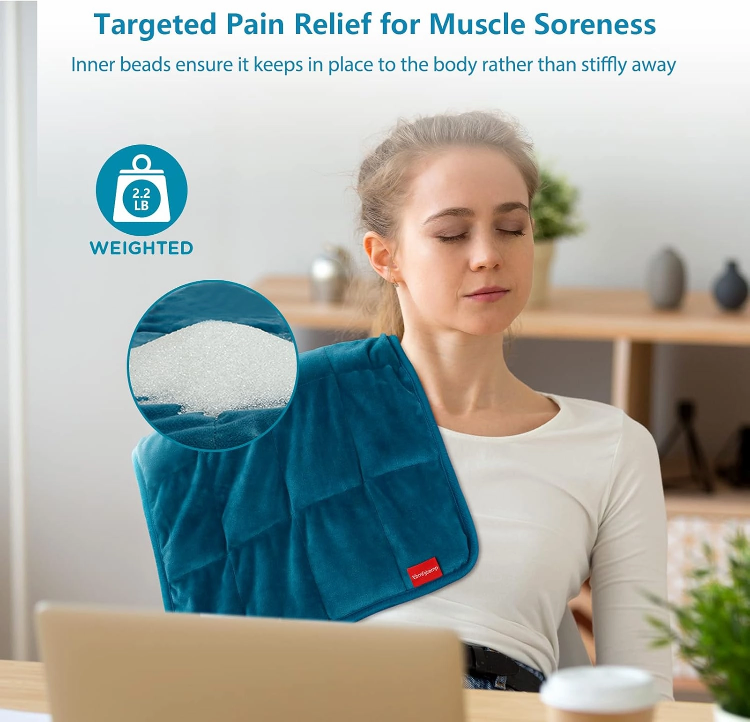 Comfytemp Weighted Heating Pad for Back & Cramps, Father's Day Gifts, Birthday Gifts for Mom Dad Women Men, 2.2lb Electric Neck Shoulder Heat Pad for Pain Relief, FSA HSA Eligible, 2H Auto-Off, 12x24