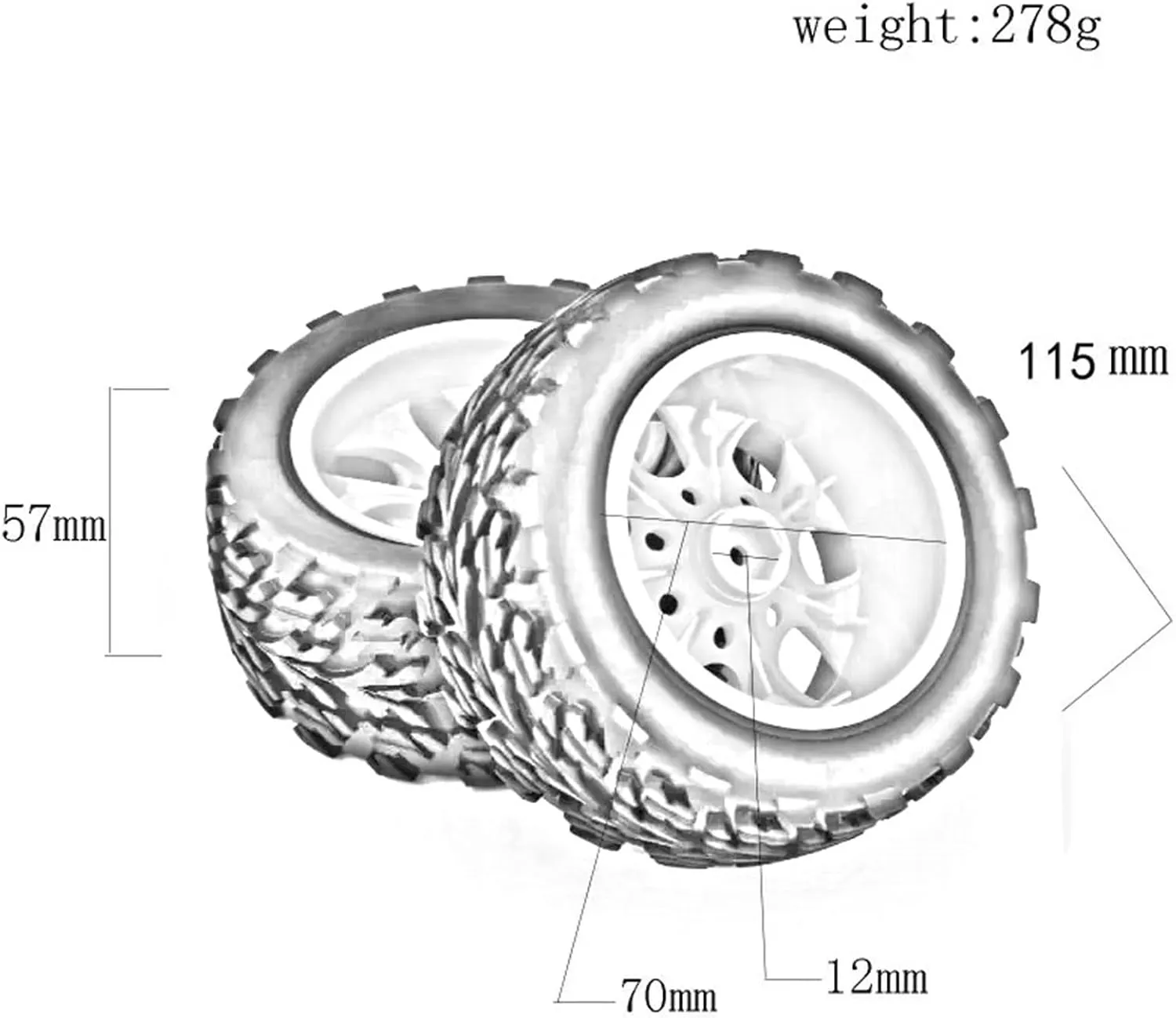 Compatible with 88025 for HSP 94111 94108 94188 1:10 for Monster Truck 4pcs RC Rubber Sponge Tires Tyre Wheel Rim RC Wheel Tires(Yellow)