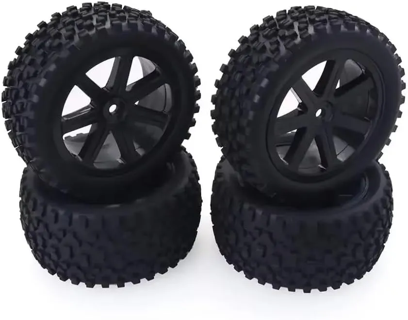 Compatible with Redcat for HSP for HPI for Hobbyking for Trxs for Losi VRX for ZD for Racing 1/10 RC Car Rubber Tyres Plastic Wheels 4PCS RC Wheel Tires(Black)