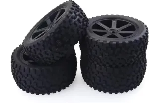 Compatible with Redcat for HSP for HPI for Hobbyking for Trxs for Losi VRX for ZD for Racing 1/10 RC Car Rubber Tyres Plastic Wheels 4PCS RC Wheel Tires(Black)