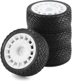 Compatible with Tamiya for TT01 TT02 XV01 for HPI 1/10 RC Car 4PCS 1/10 RC for Racing Car Tires On Road Tyre Wheel Upgrades Parts RC Wheel Tires(Color3)
