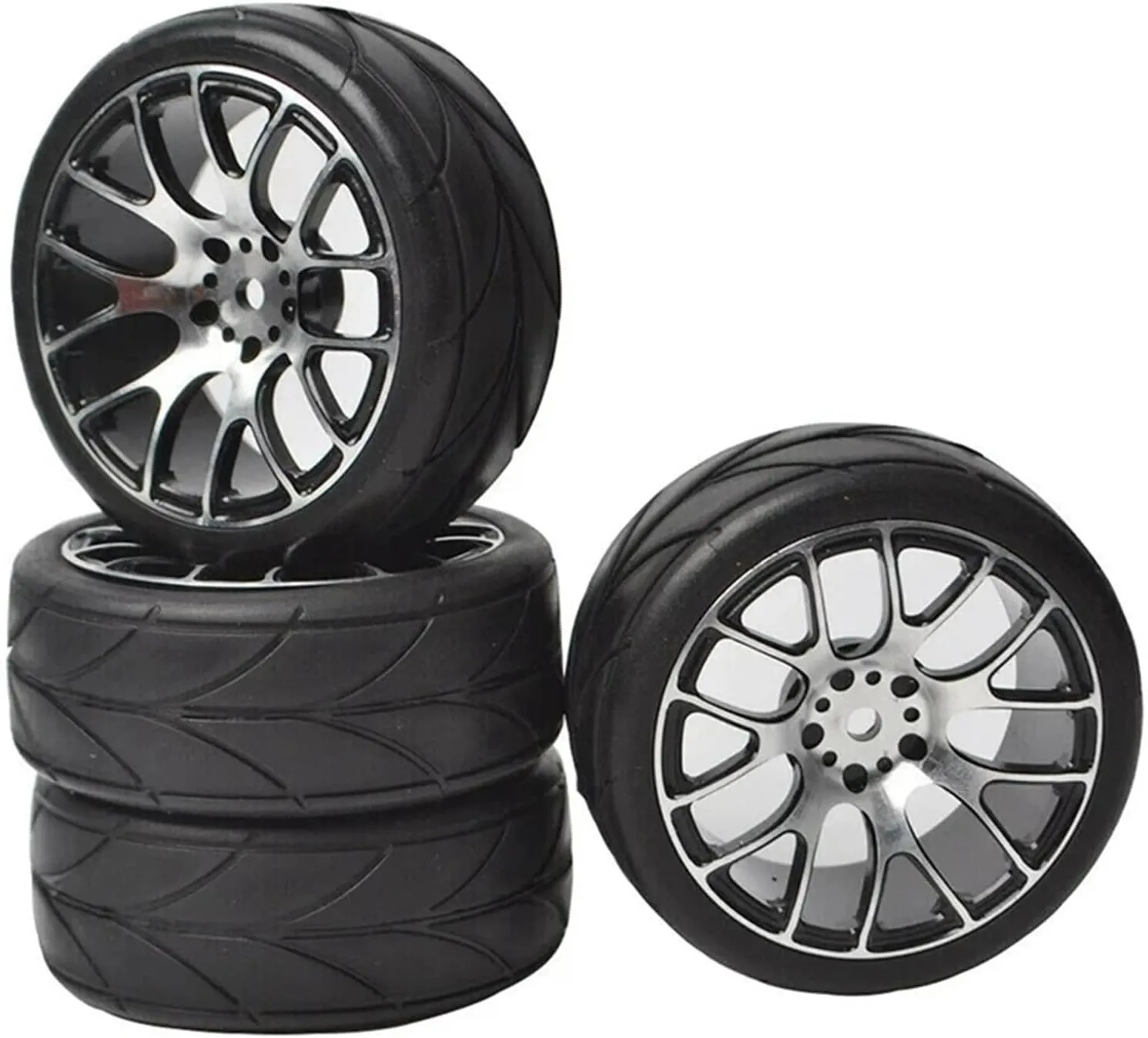Compatible with Tamiya TT-01 TT-02 TA02 for HSP for HPI 1/10 Rc Car Tires Upgrade Modified Accessories 4Pcs On-Road Drift Car RC Car Tires RC Wheel Tires