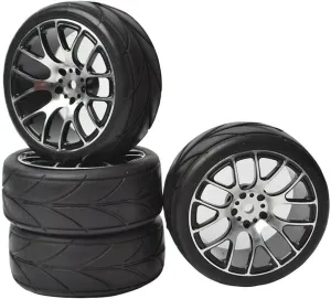 Compatible with Tamiya TT-01 TT-02 TA02 for HSP for HPI 1/10 Rc Car Tires Upgrade Modified Accessories 4Pcs On-Road Drift Car RC Car Tires RC Wheel Tires