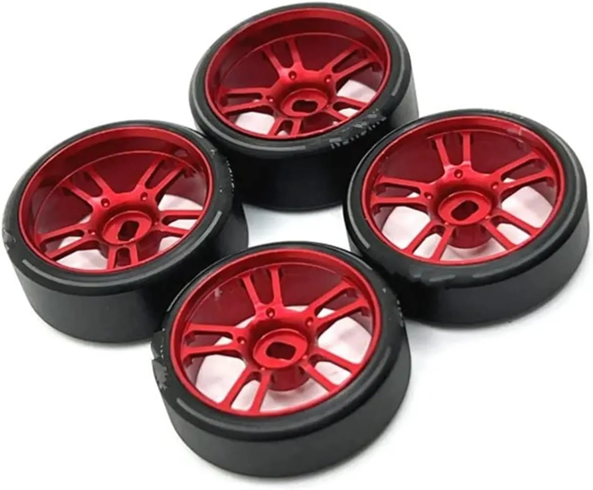 Compatible with Wltoys 284131 K969 K979 K989 P929 for Kyosho for Mini-Z 27Mm Drift Tire Tyre Wheel Rim 1/28 RC Car Upgrades Parts RC Wheel Tires(Red)