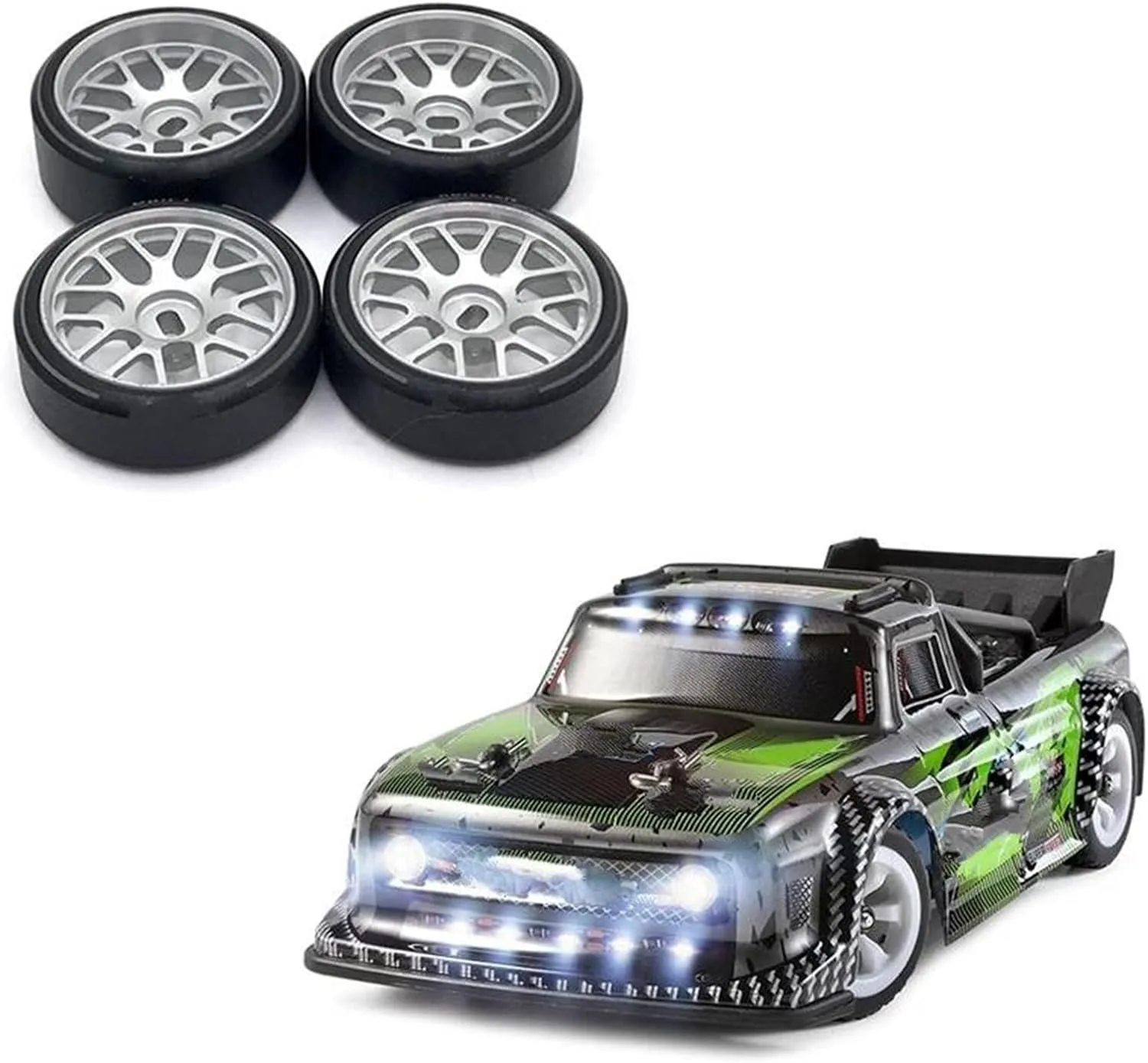 Compatible with Wltoys 284131 K969 K989 P929 for Mini 1/28 RC Car 4Pcs Metal Wheel Rim Hard Plastic Drift Tire Tyres Upgrades Parts RC Wheel Tires(White)