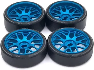 Compatible with Wltoys 284131 K969 K989 P929 for Mini-Z 1/28 RC Car Upgrades Parts 4Pcs Metal Wheel Rim Hard Plastic Drift Tire Tyres RC Wheel Tires