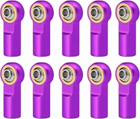 Compatible with AXIAL for SCX10 D90 D110 for Tamiya CC01 for Racing 1/10 RC Track Car 10Pcs Metal M3 Link Rod Tie Rod End Ball Joint RC Car Parts(Purple)