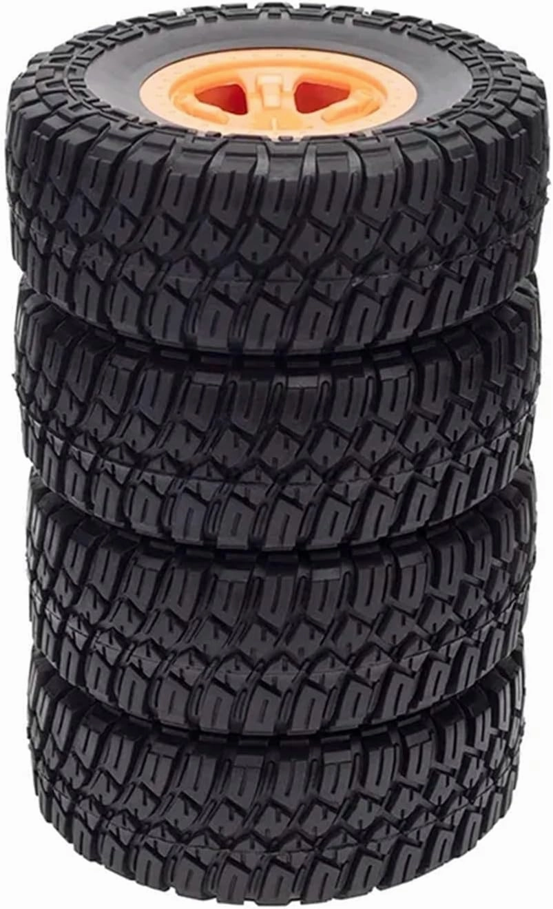 Compatible with Huanqi 727 for Slash 1:10 Short-Course Truck Cars Running for Street for Buggy Tires Tire Wheel RC Car Parts Accessories RC Wheel Tires(Orange)