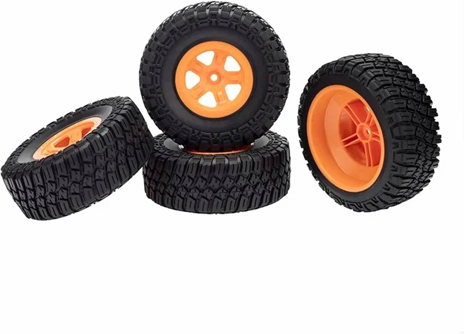 Compatible with Huanqi 727 for Slash 1:10 Short-Course Truck Cars Running for Street for Buggy Tires Tire Wheel RC Car Parts Accessories RC Wheel Tires(Orange)