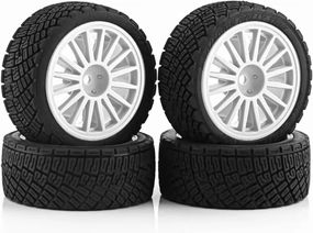 Compatible with Tamiya XV01 XV02 TT01 TT02 for PTG-2 1/10 RC for Rally for Racing Car Upgrade Parts 4Pcs 67Mm Rubber Tire Wheel Tyre RC Wheel Tires(White)