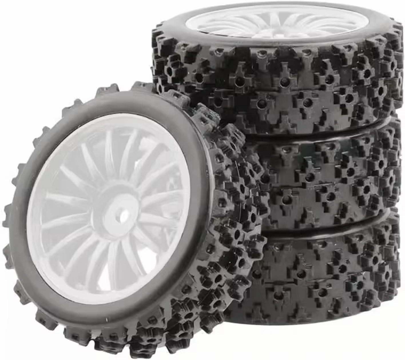 Compatible with Wltoys for HSP 1:10 1:12 1:14 1:16 RC Car Parts for Model Accessories RC Wheel Rim and Tires Wheel Rim Rubber Tires Tyres RC Wheel Tires(White)