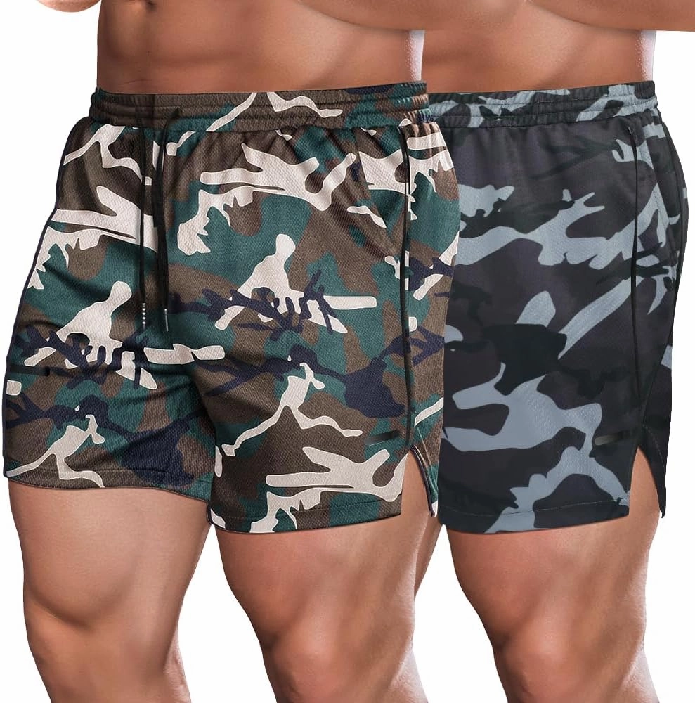 COOFANDY Men's 2 Pack Gym Workout Shorts Quick Dry Athletic Shorts 5 Inch Lightweight Sports Running Shorts with Pockets