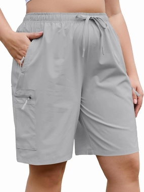 COOTRY Women's Plus Size 9'' Hiking Cargo Shorts Quick Dry Athletic Travel Golf Bermuda Shorts with Zipper Pockets