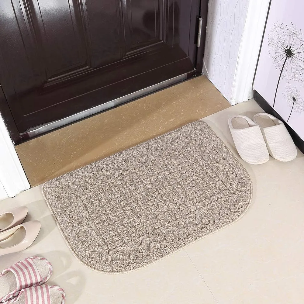 COSY HOMEER 27X18 Inch Anti Fatigue Kitchen Rug Mats are Made of 100% Polypropylene Half Round Rug Cushion Specialized in Anti Slippery and Machine Washable,Beige(2 pcs)