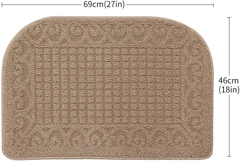 COSY HOMEER 27X18 Inch Anti Fatigue Kitchen Rug Mats are Made of 100% Polypropylene Half Round Rug Cushion Specialized in Anti Slippery and Machine Washable,Beige(2 pcs)