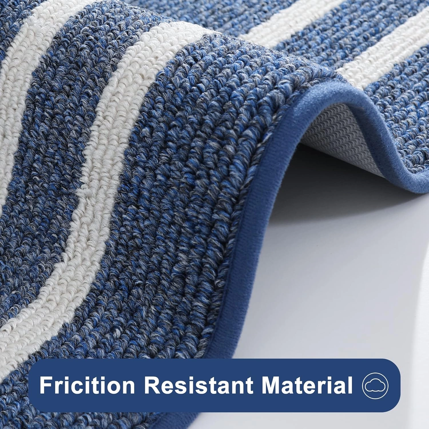 COSY HOMEER Long Kitchen Floor Mats for in Front of Sink Super Absorbent Kitchen Rugs and Mats 24"x48" Non-Skid Kitchen Mat Standing Mat Washable,Polypropylene,Blue,Frame